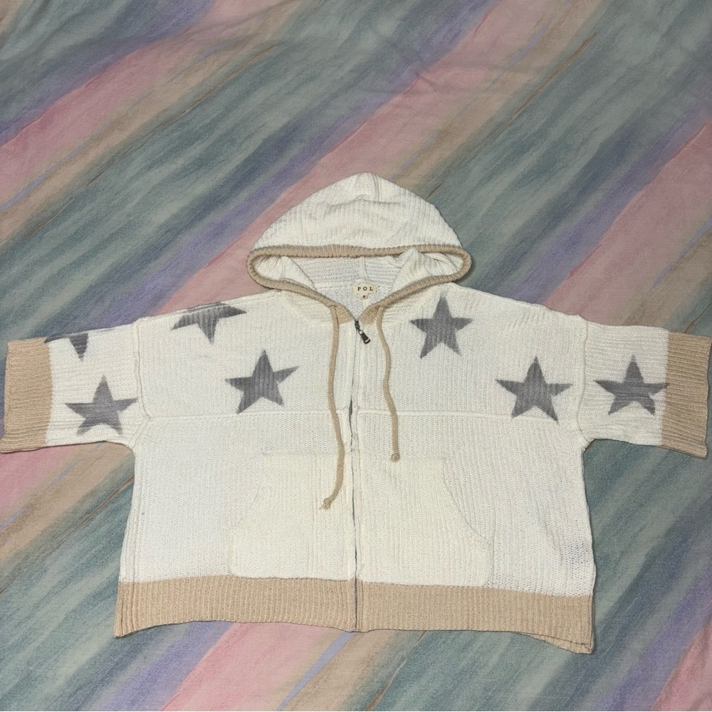 POL zip up sweater jacket women’s size S oversized stars